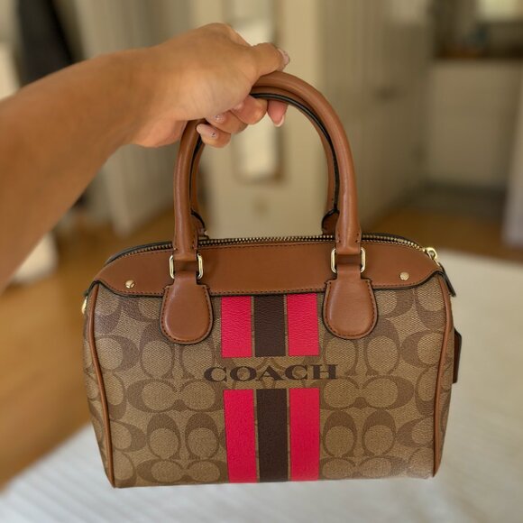 Coach Brown Coated Canvas and Leather Mini Satchel Bag - Picture 4 of 5